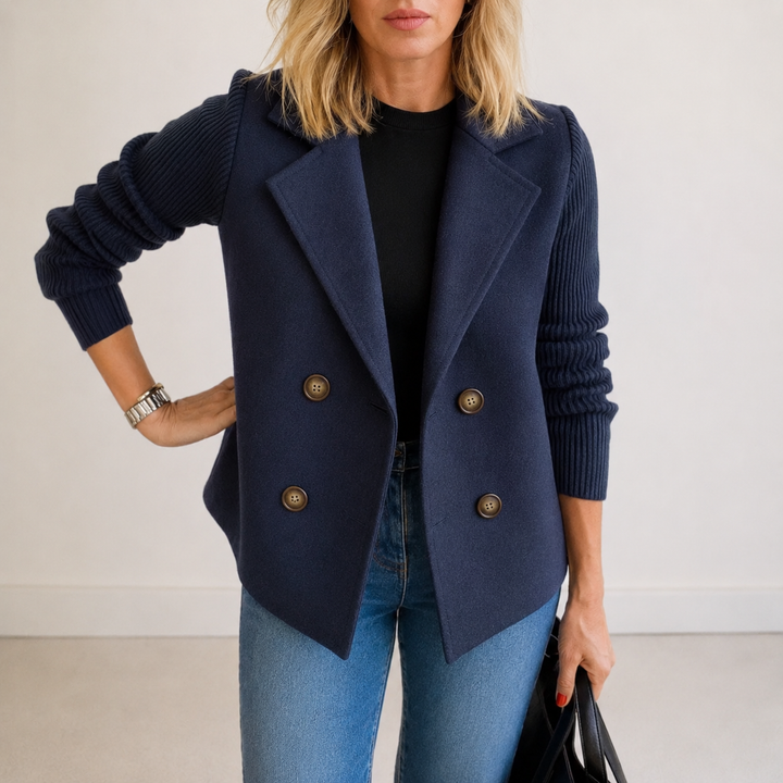 Women’s Tailored Knit Sleeve Blazer Jacket