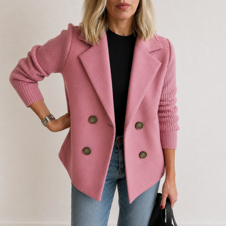 Women’s Tailored Knit Sleeve Blazer Jacket