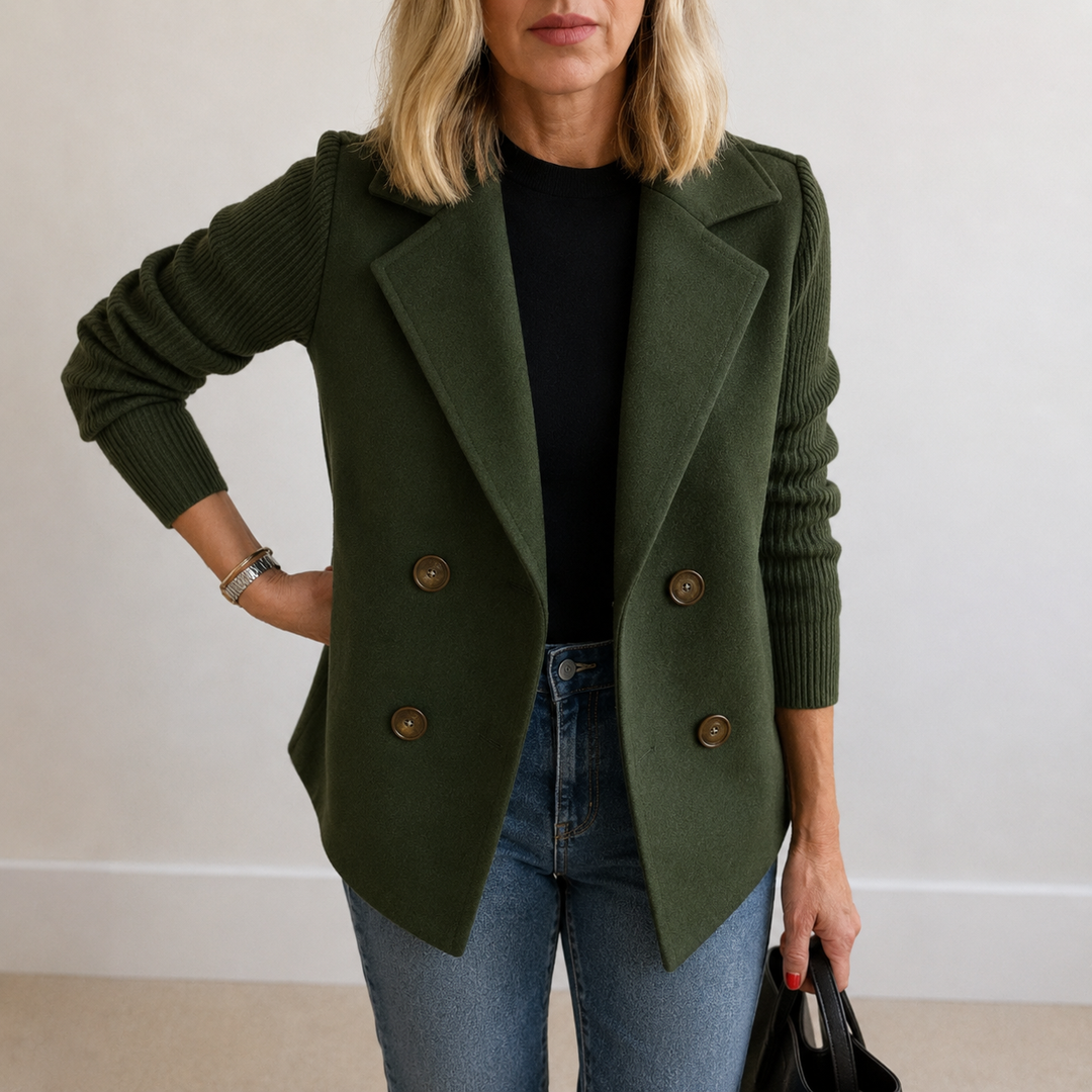 Women’s Tailored Knit Sleeve Blazer Jacket