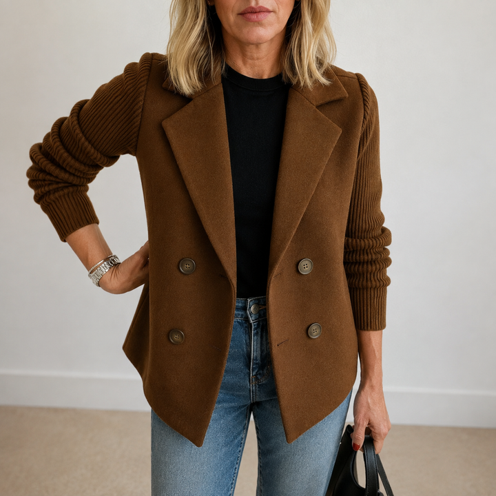 Women’s Tailored Knit Sleeve Blazer Jacket