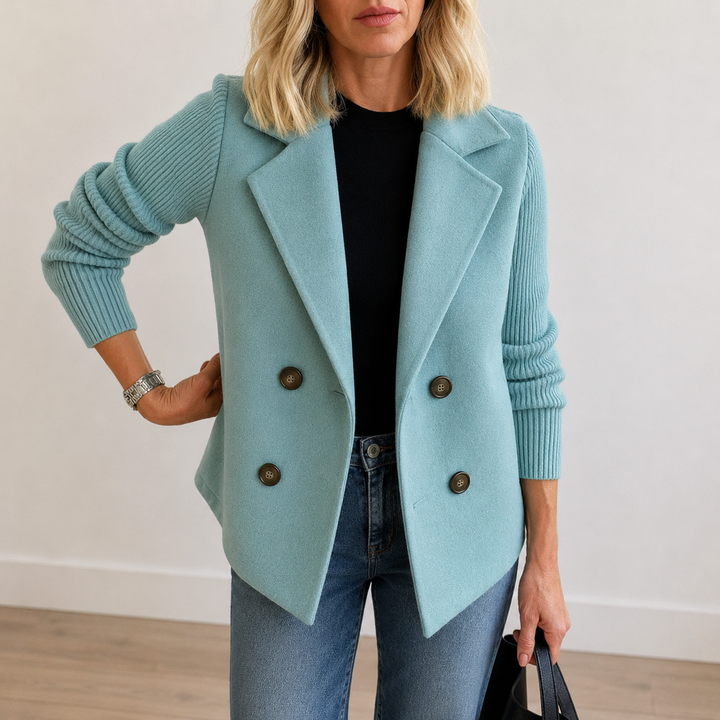 Women’s Tailored Knit Sleeve Blazer Jacket