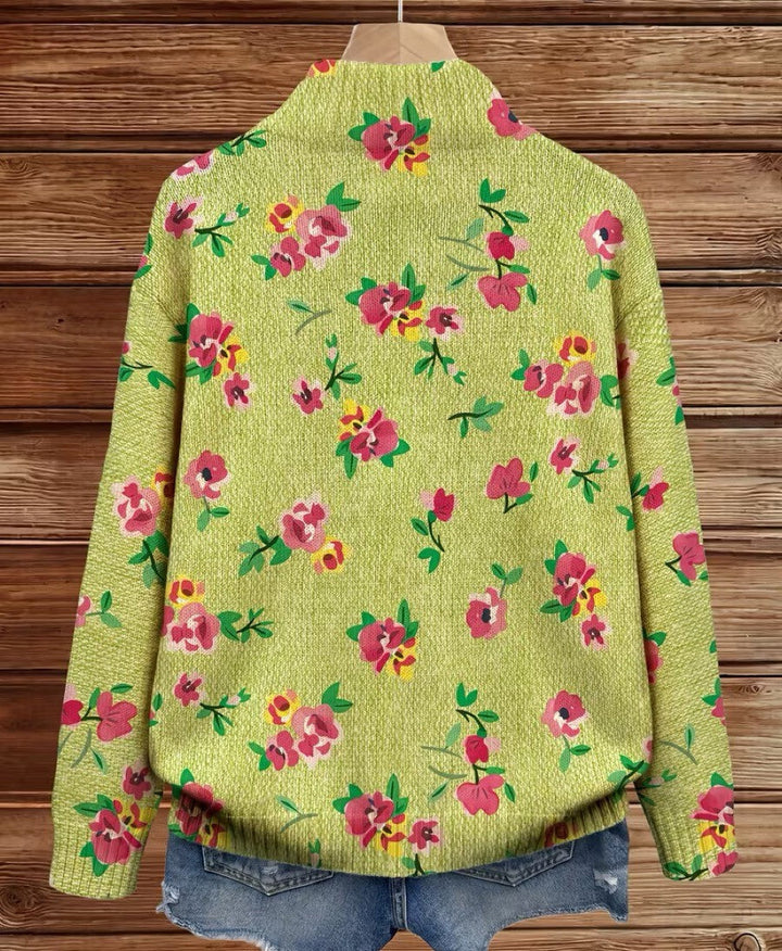 Women’s Pink Floral Zip-Up Cardigan