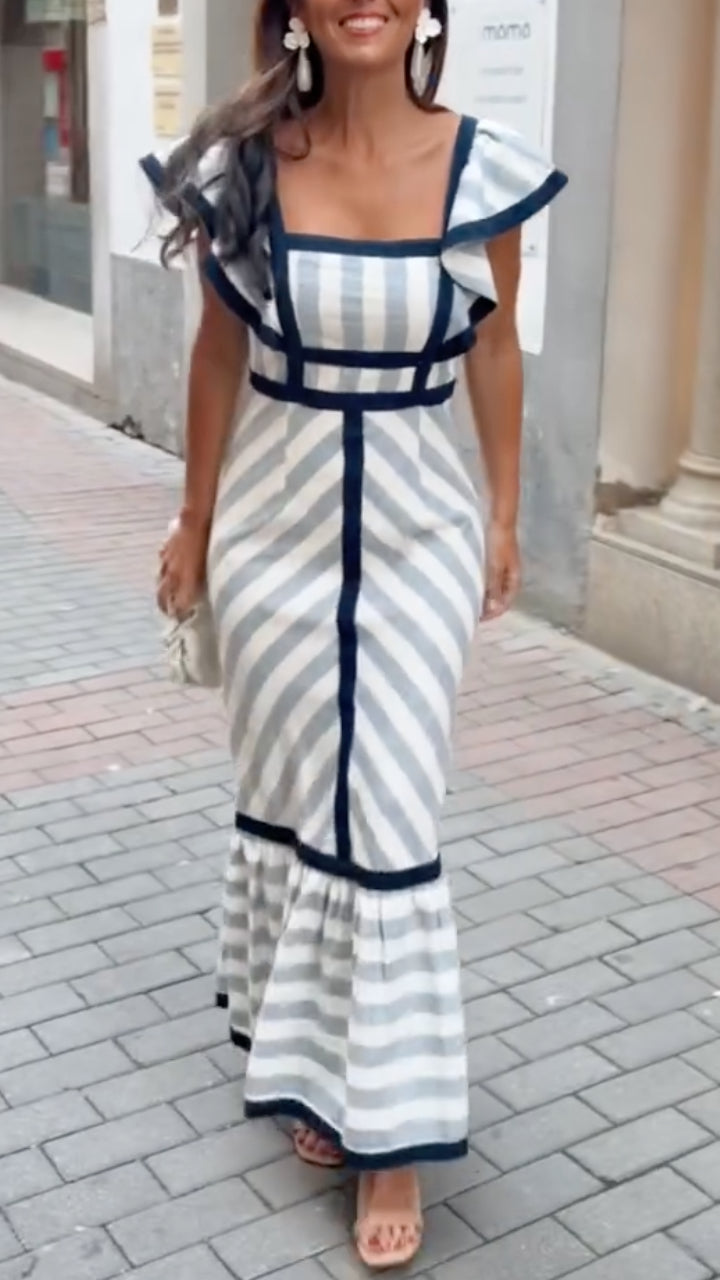 Women’s Retro Striped Maxi Dress