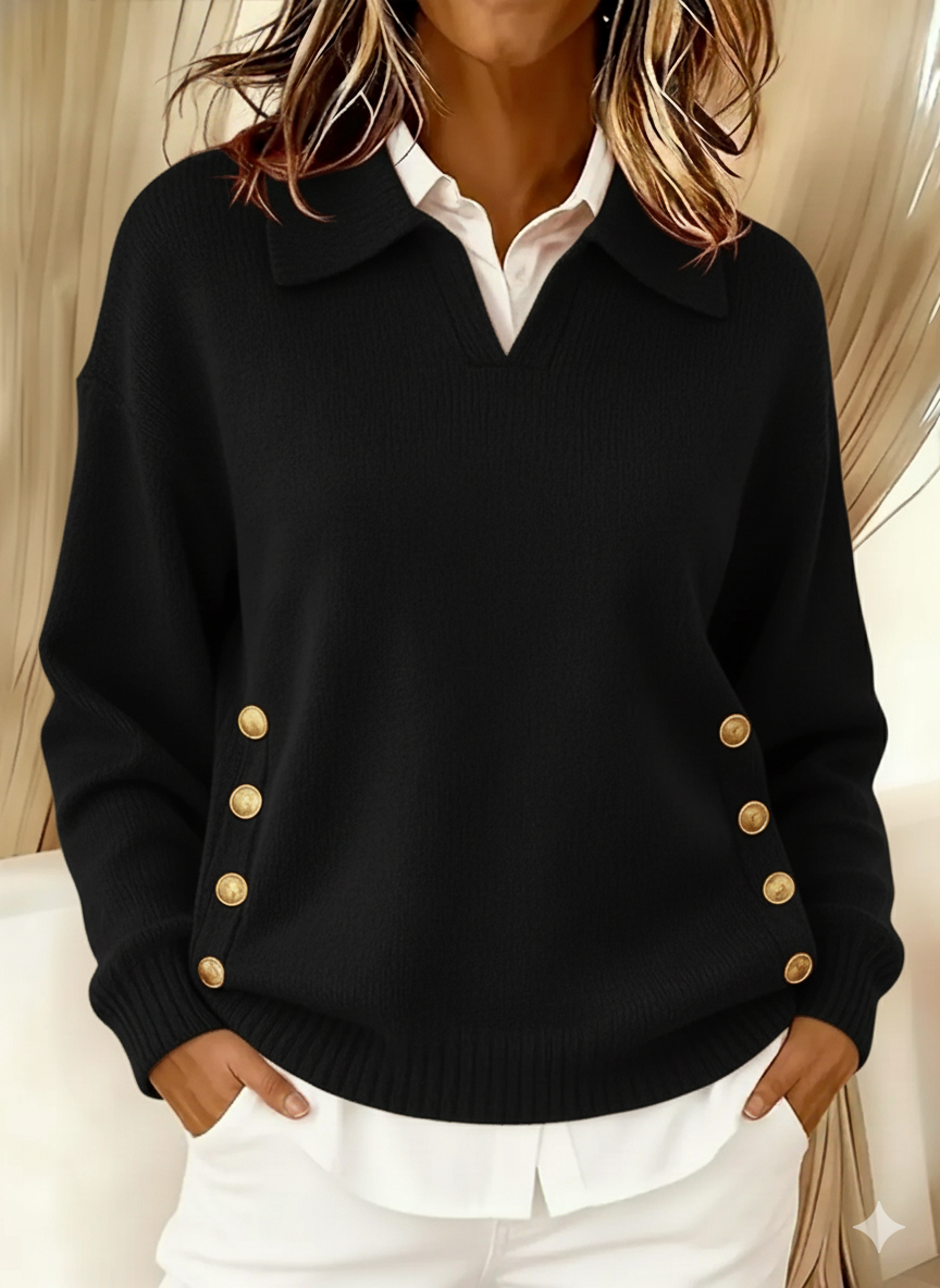 Women's Collared V-Neck Pullover Sweater
