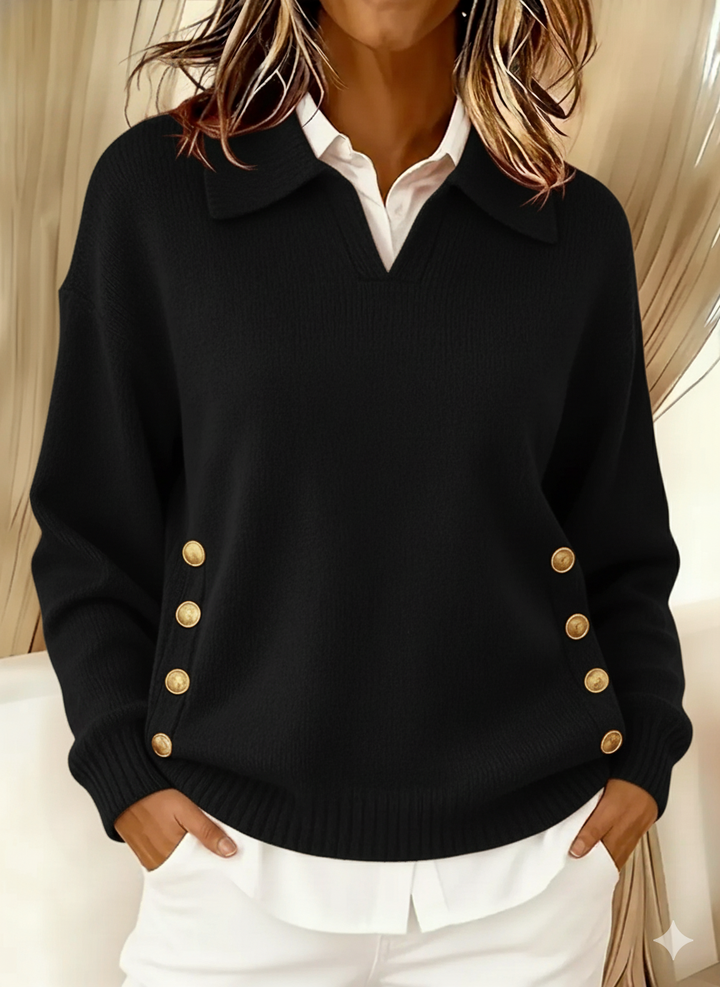Women's Collared V-Neck Pullover Sweater