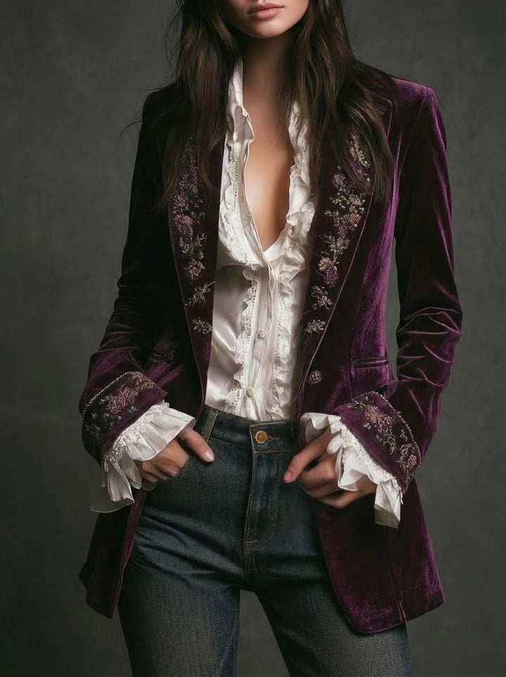 Women’s Longline Vintage Embroidered Jacket