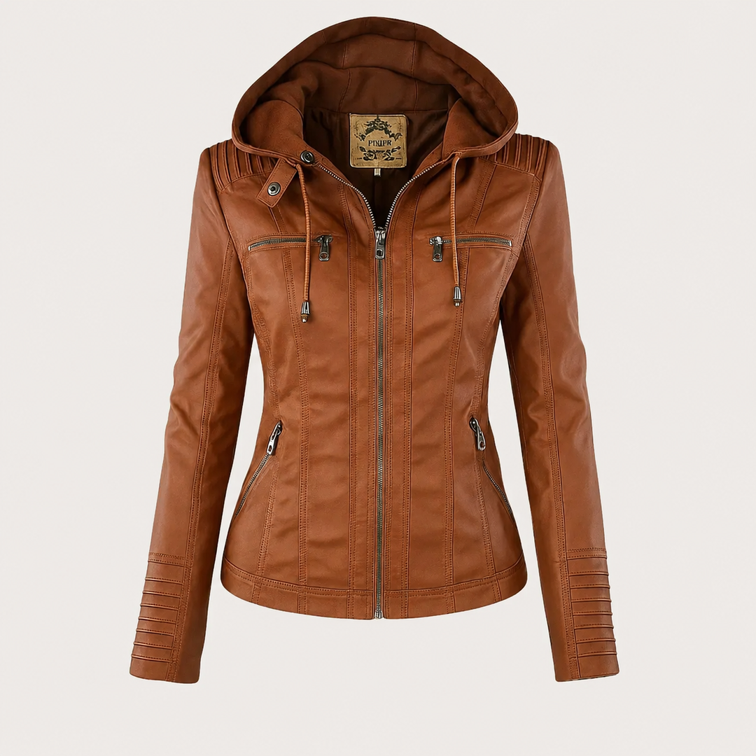 Women’s Hooded Biker Zip Up Jacket