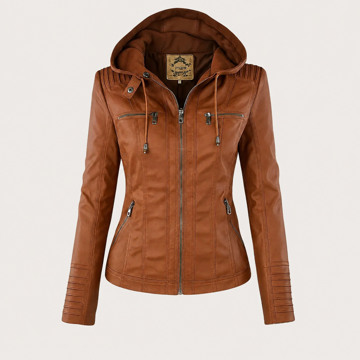 Women’s Hooded Biker Zip Up Jacket