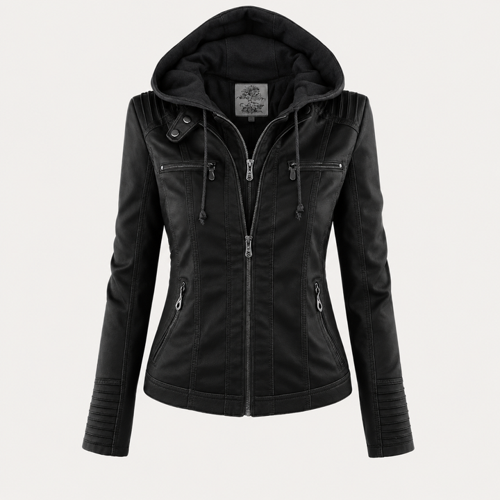 Women’s Hooded Biker Zip Up Jacket