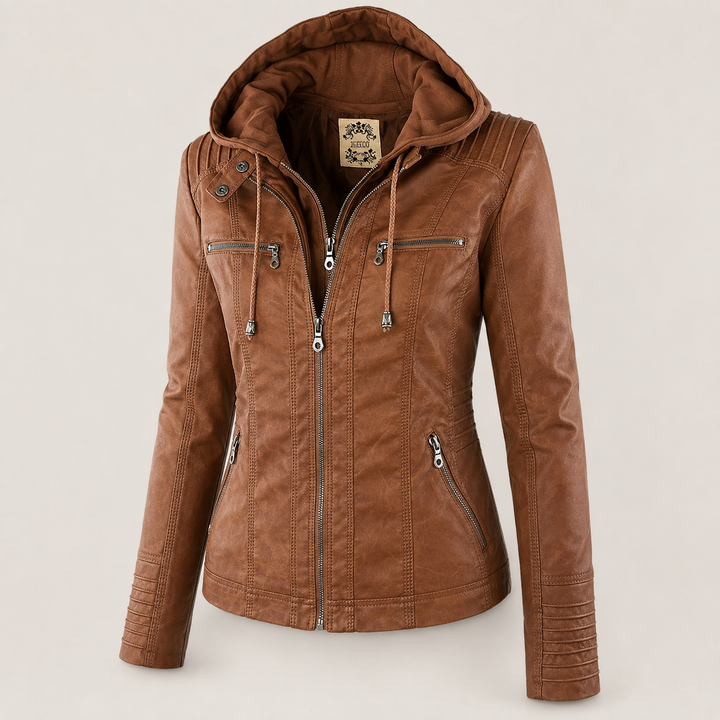 Women’s Hooded Biker Zip Up Jacket