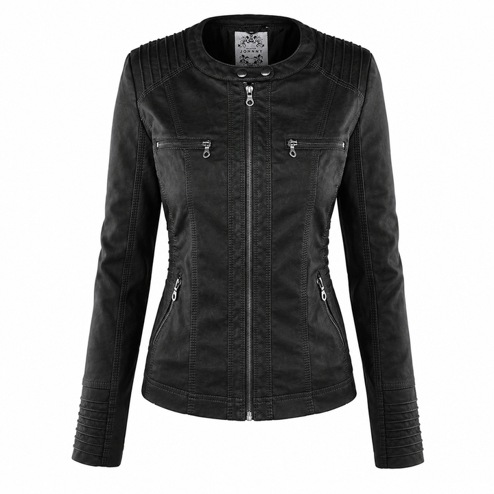 Women’s Hooded Biker Zip Up Jacket