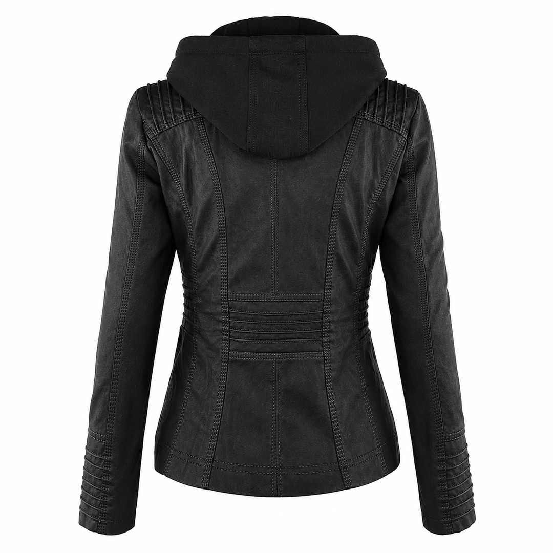 Women’s Hooded Biker Zip Up Jacket