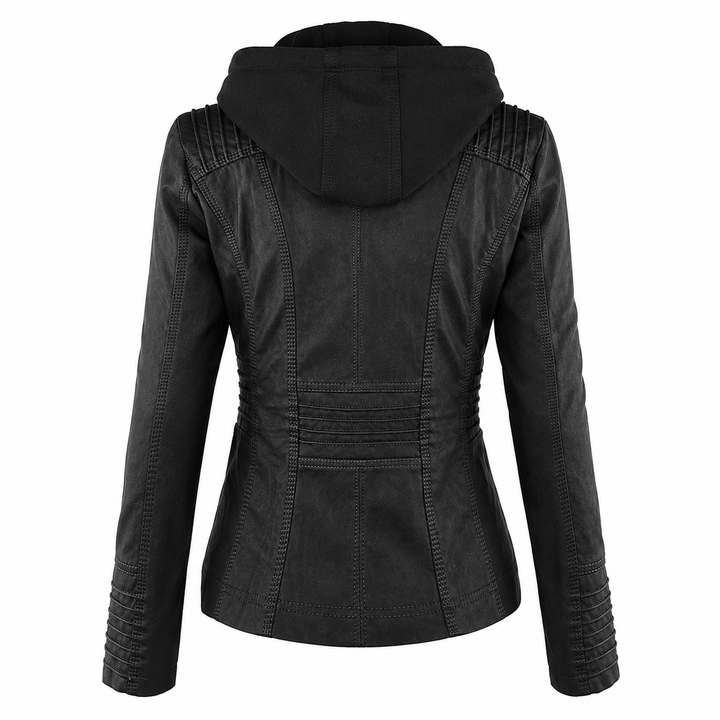 Women’s Hooded Biker Zip Up Jacket