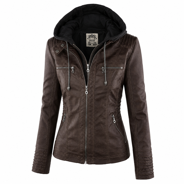 Women’s Hooded Biker Zip Up Jacket
