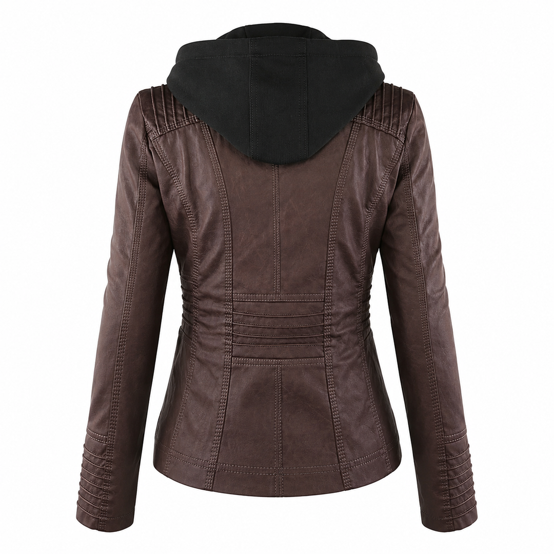 Women’s Hooded Biker Zip Up Jacket