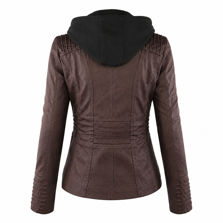 Women’s Hooded Biker Zip Up Jacket