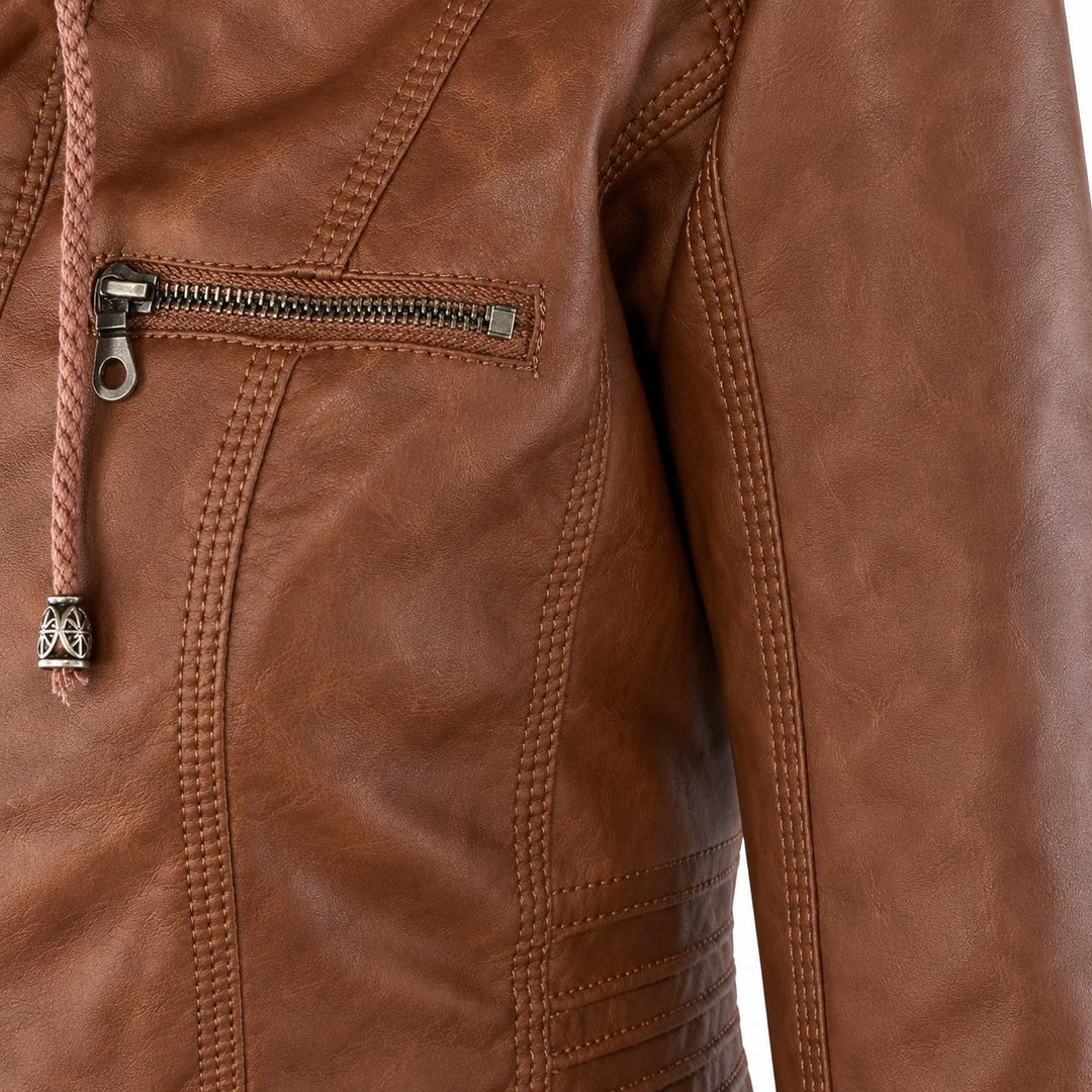Women’s Hooded Biker Zip Up Jacket