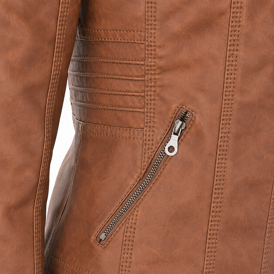 Women’s Hooded Biker Zip Up Jacket