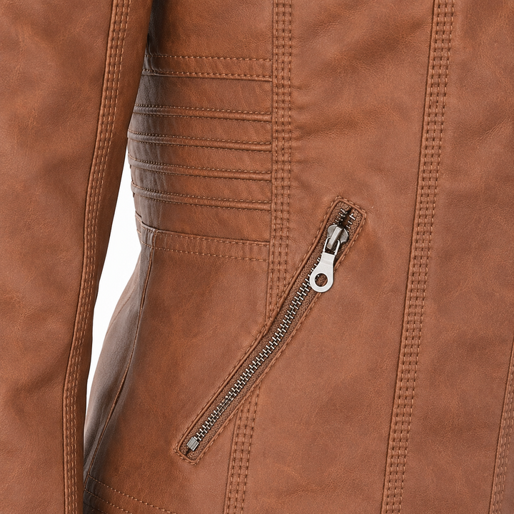 Women’s Hooded Biker Zip Up Jacket