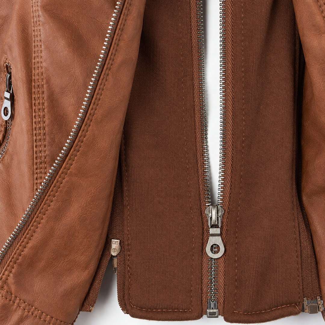 Women’s Hooded Biker Zip Up Jacket