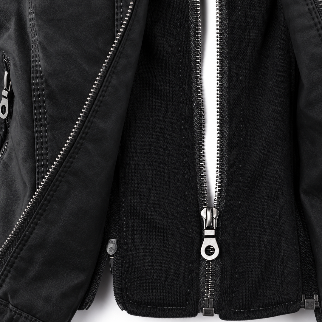 Women’s Hooded Biker Zip Up Jacket