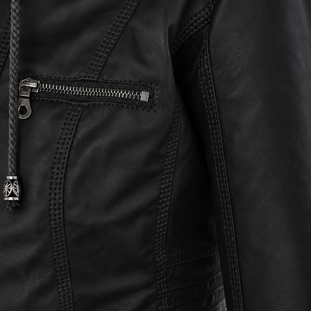 Women’s Hooded Biker Zip Up Jacket