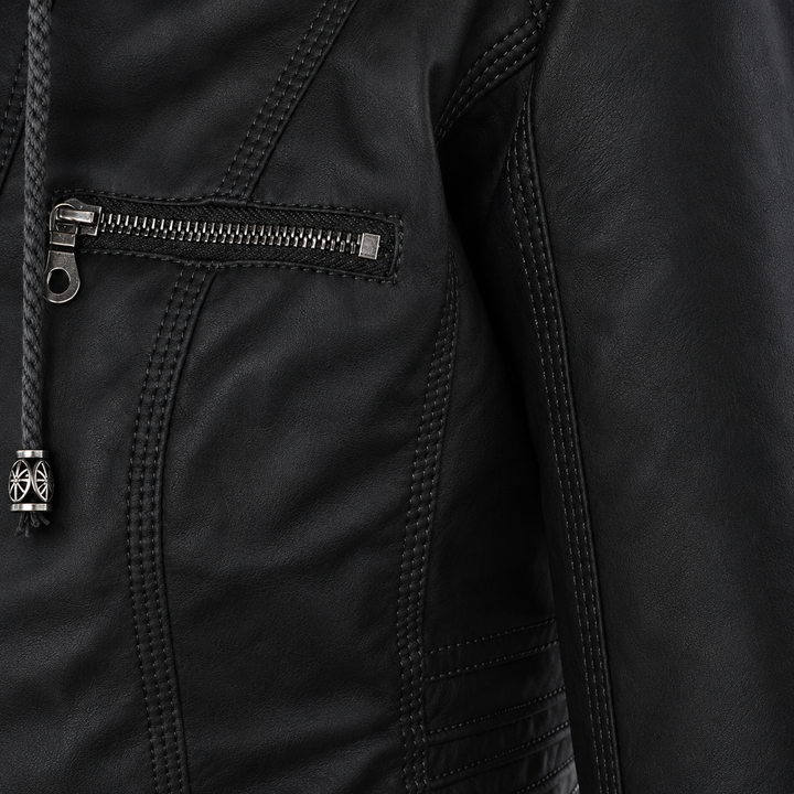 Women’s Hooded Biker Zip Up Jacket