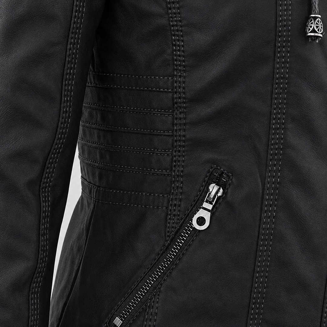 Women’s Hooded Biker Zip Up Jacket