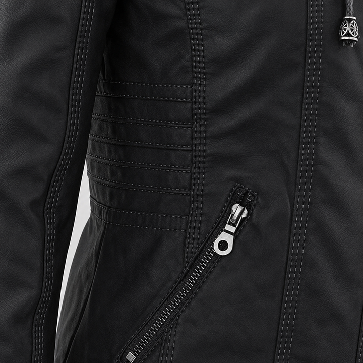 Women’s Hooded Biker Zip Up Jacket