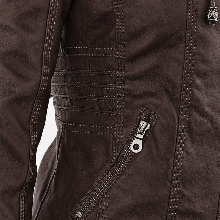Women’s Hooded Biker Zip Up Jacket