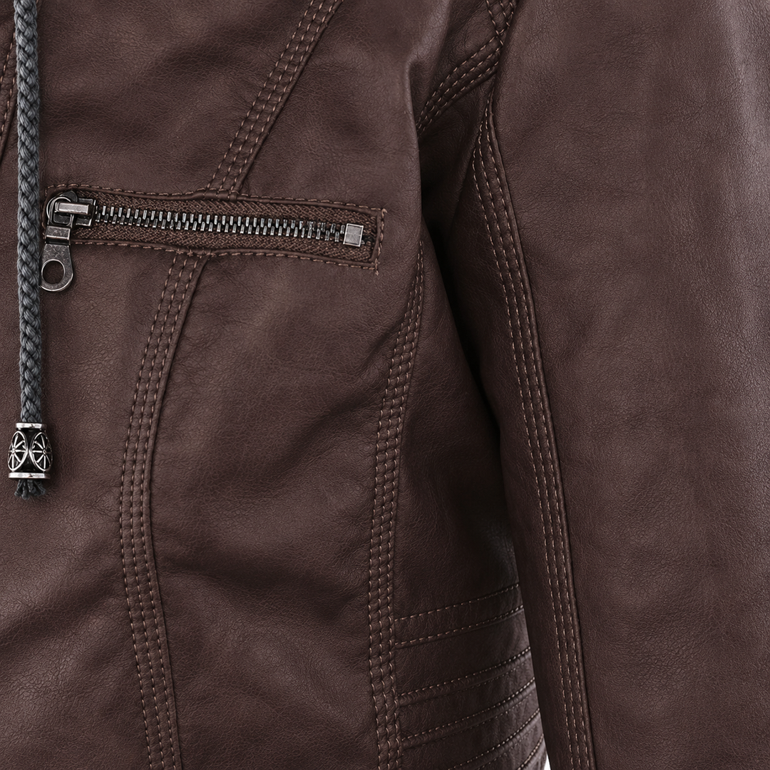 Women’s Hooded Biker Zip Up Jacket