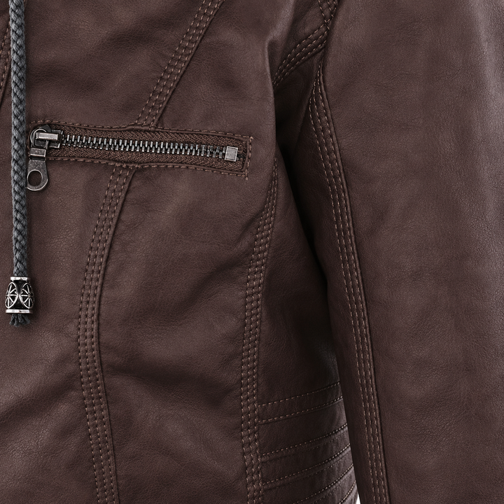 Women’s Hooded Biker Zip Up Jacket