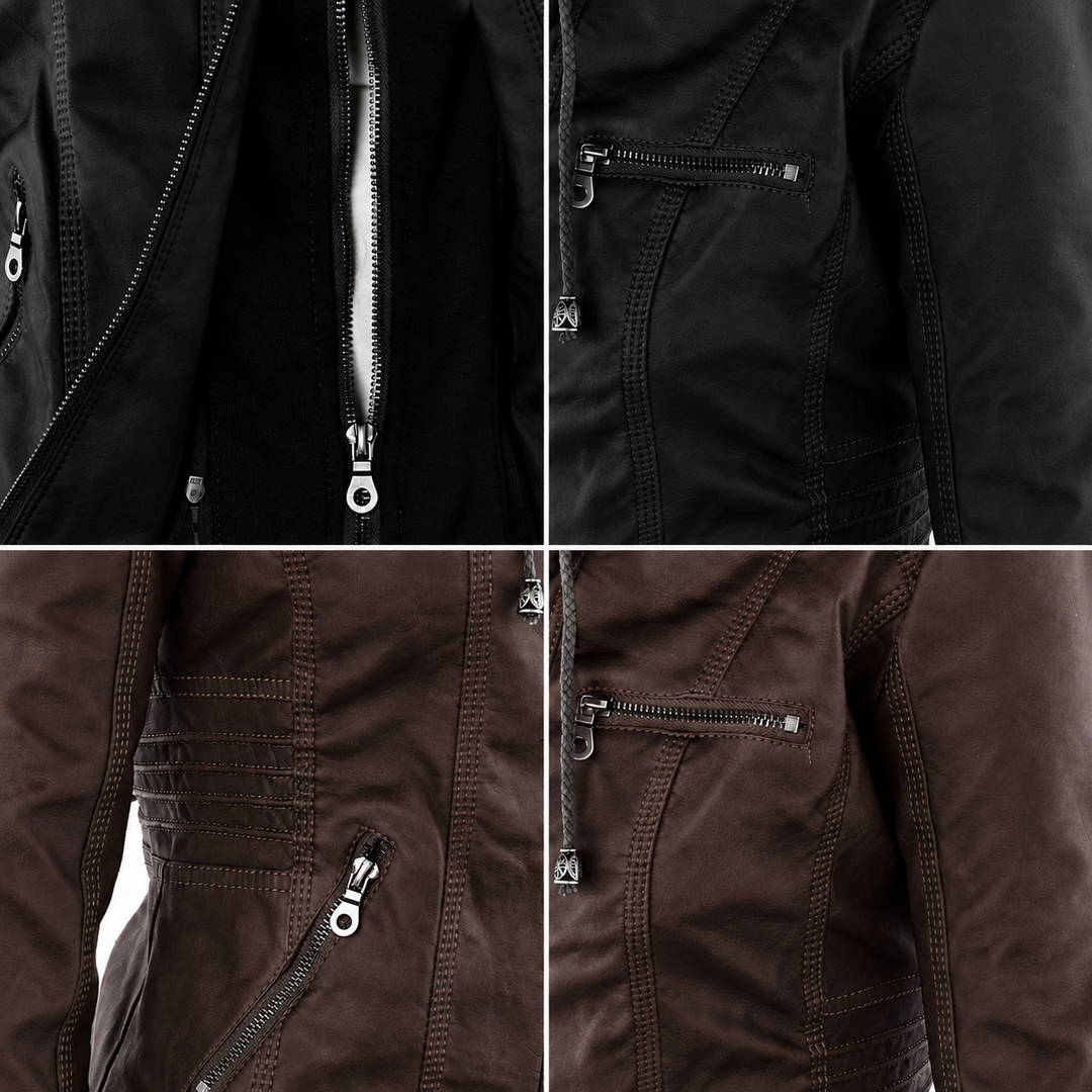 Women’s Hooded Biker Zip Up Jacket