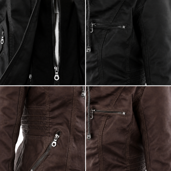 Women’s Hooded Biker Zip Up Jacket