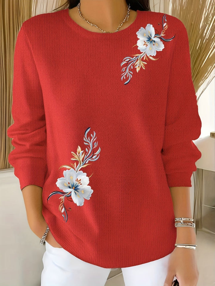 Women’s Floral Long Sleeve Pullover Sweater