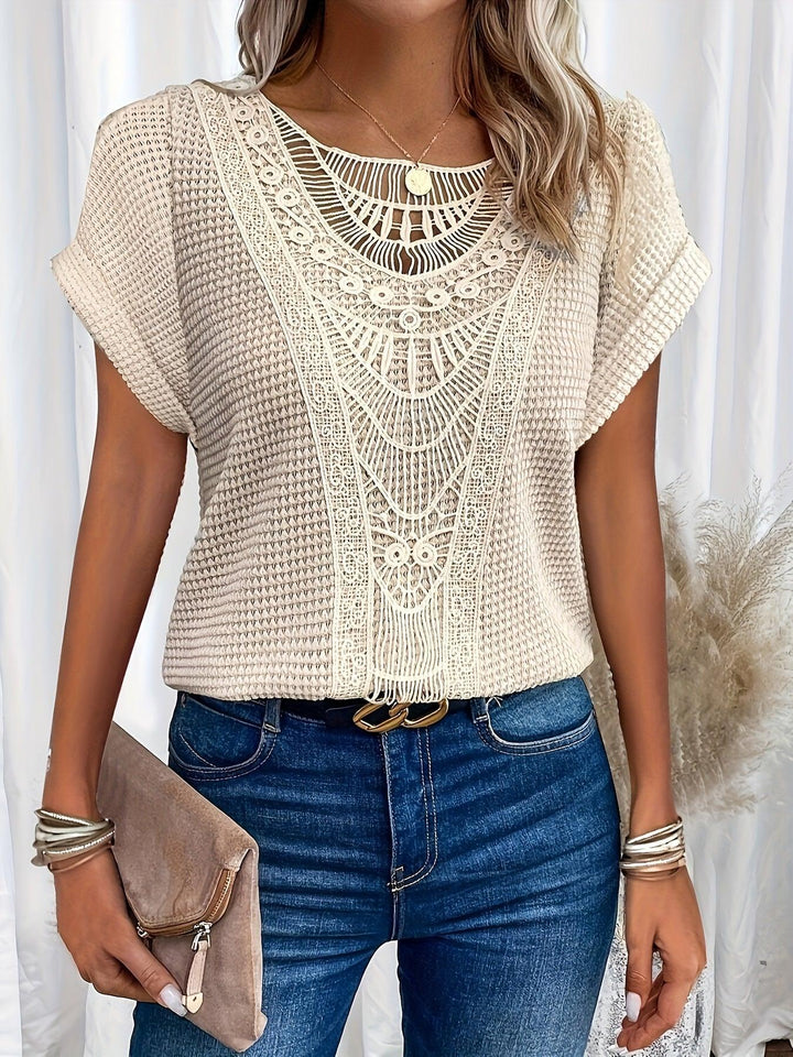 Women’s Embroidered Ruffle V Neck Top