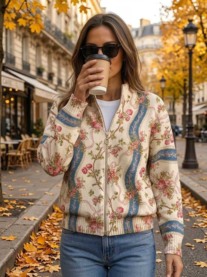 Women’s Paisley Print Zip Up Cardigan