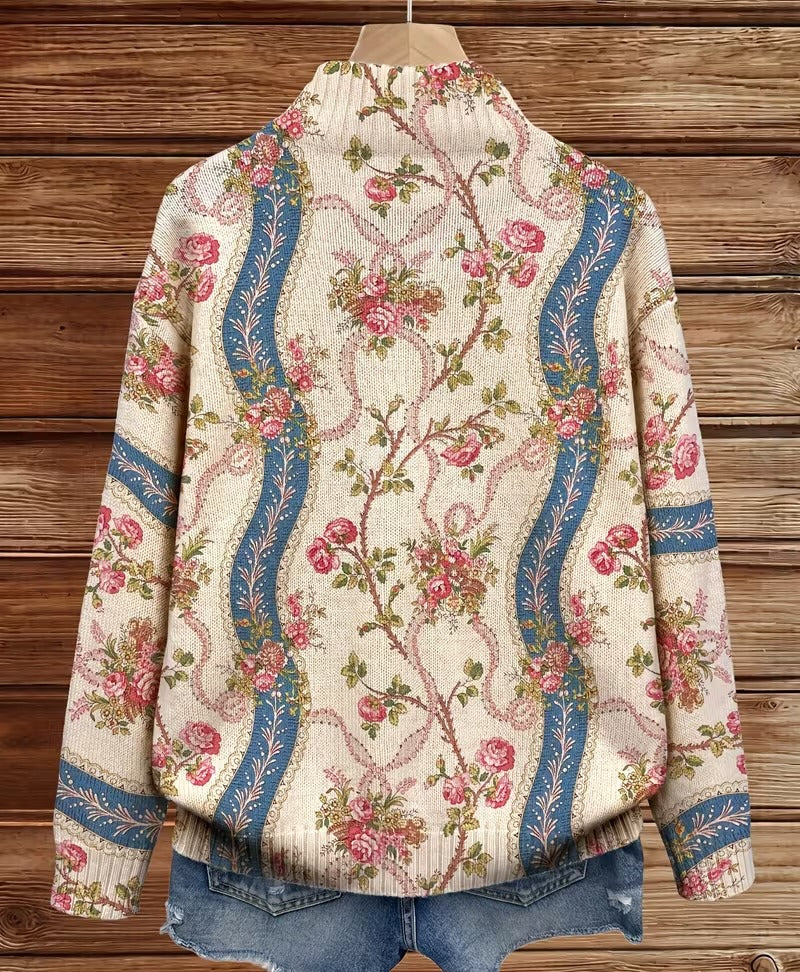 Women’s Paisley Print Zip Up Cardigan