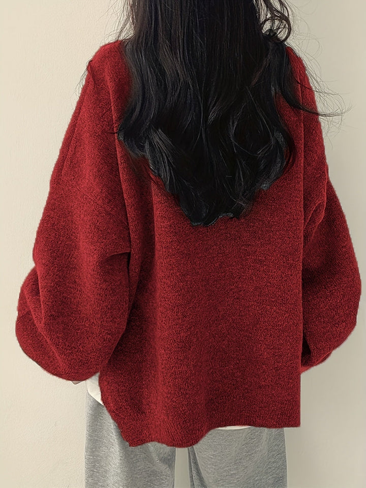 Women’s Casual Split Hem Long Sleeve Pullover Sweater