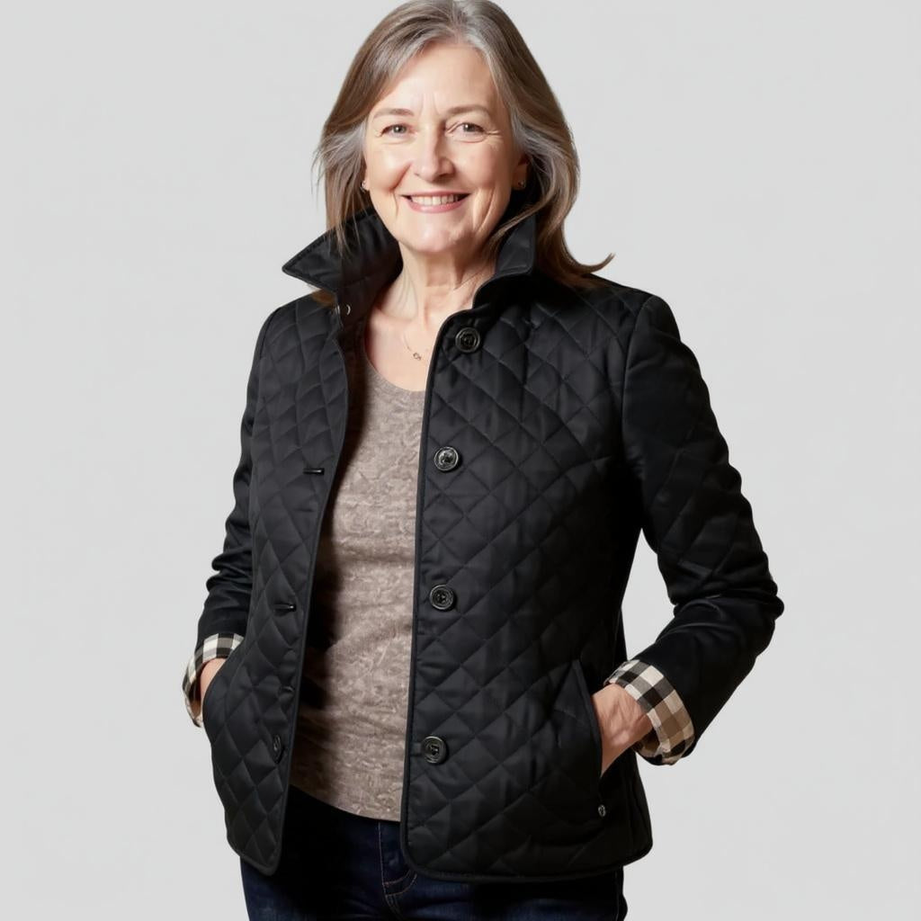 Women’s Casual Quilted Jacket With Turn-Down Collar
