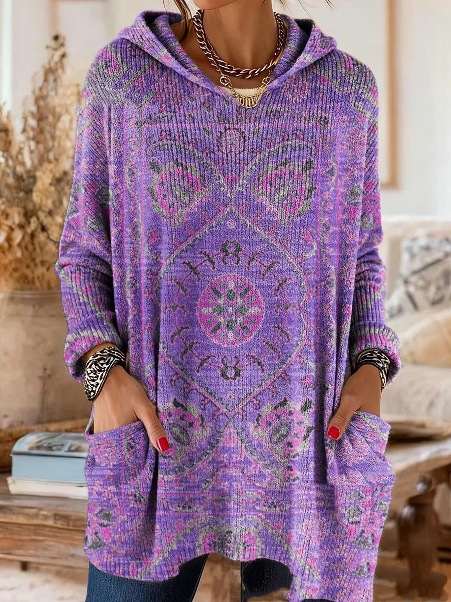 Women’s Boho Print Hooded Longline Tunic