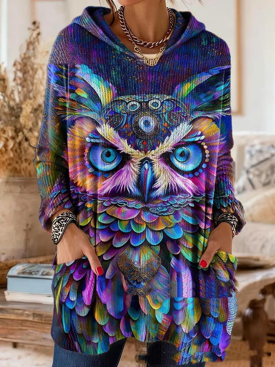 Women’s Boho Print Hooded Longline Tunic