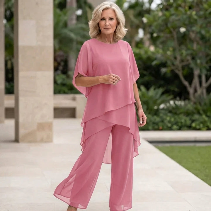 Women’s Draped Top And Palazzo Pants Two-Piece Set