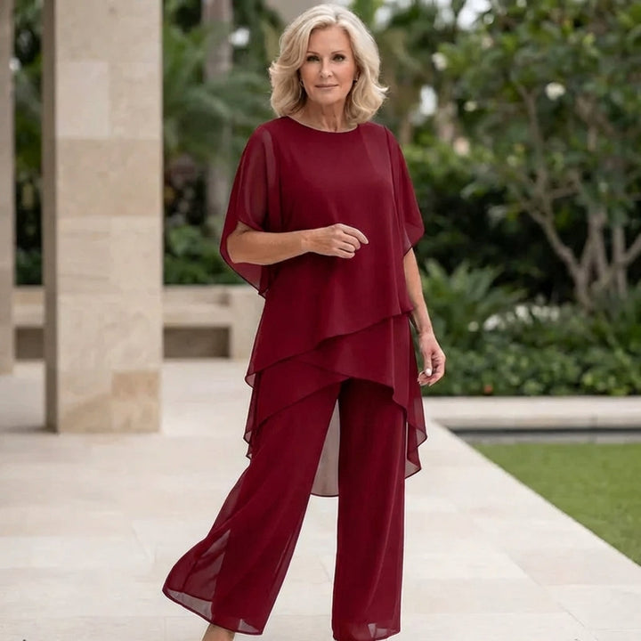 Women’s Draped Top And Palazzo Pants Two-Piece Set