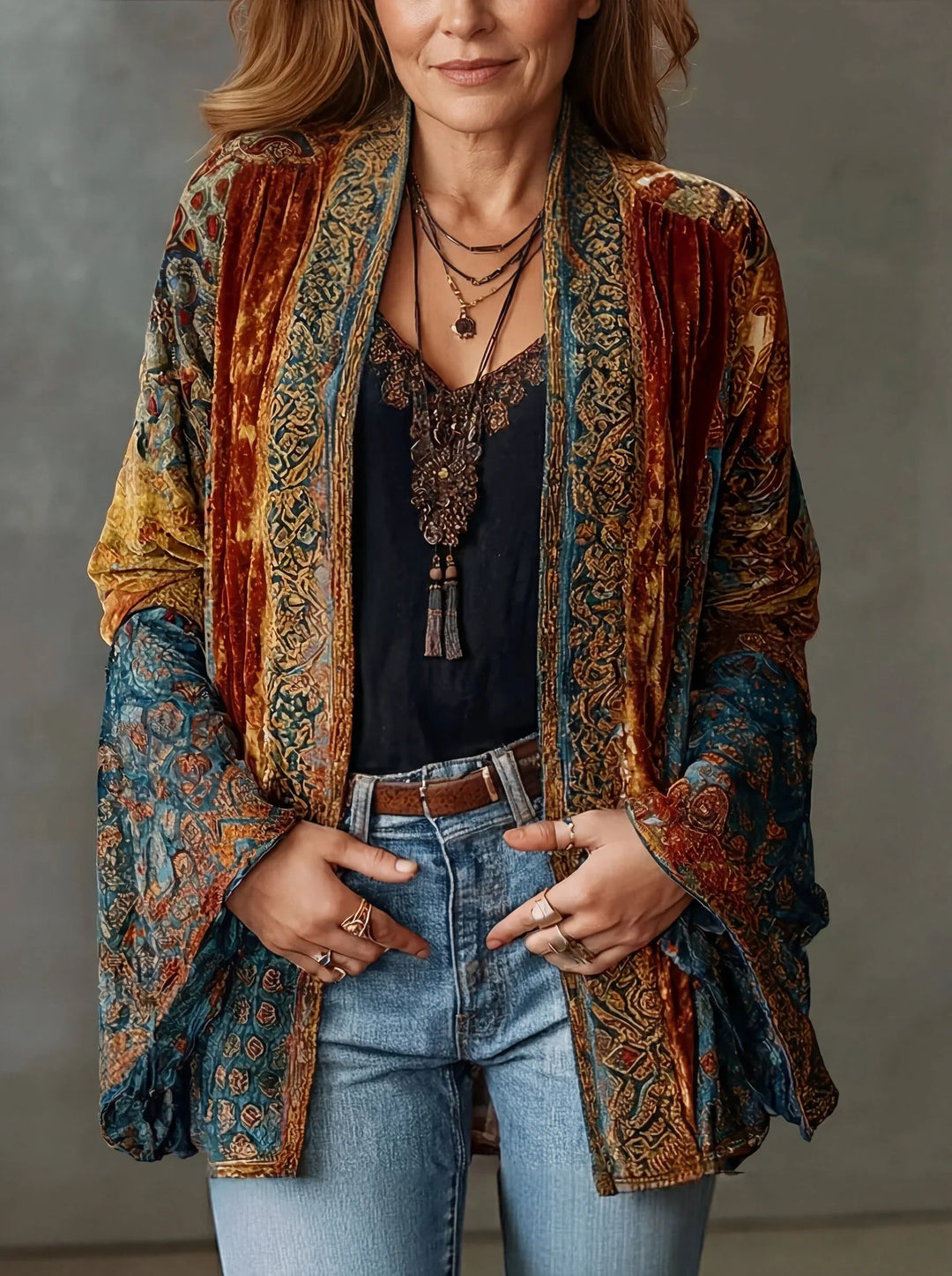 Women’s Boho Lightweight Open Front Kimono Jacket