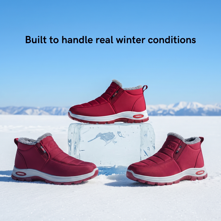 Women’s Quilted Slip On Red Ankle Boots