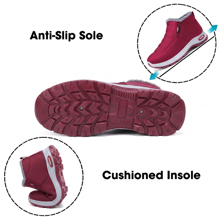 Women’s Quilted Slip On Red Ankle Boots