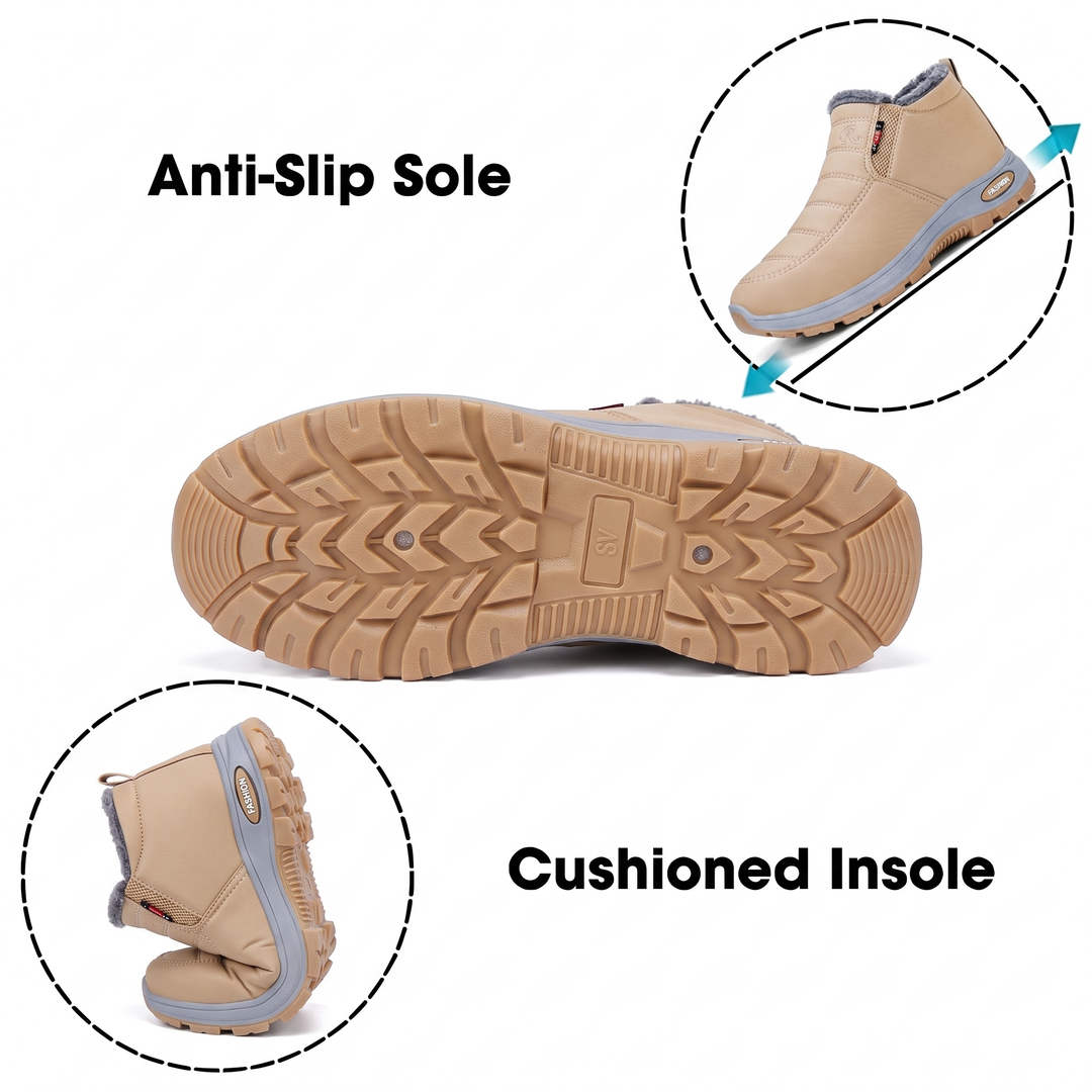 Women’s Quilted Slip-On Beige Ankle Boots