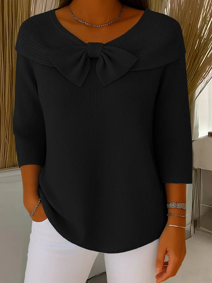 Women's Bow Detail Round Neck Knit Sweater