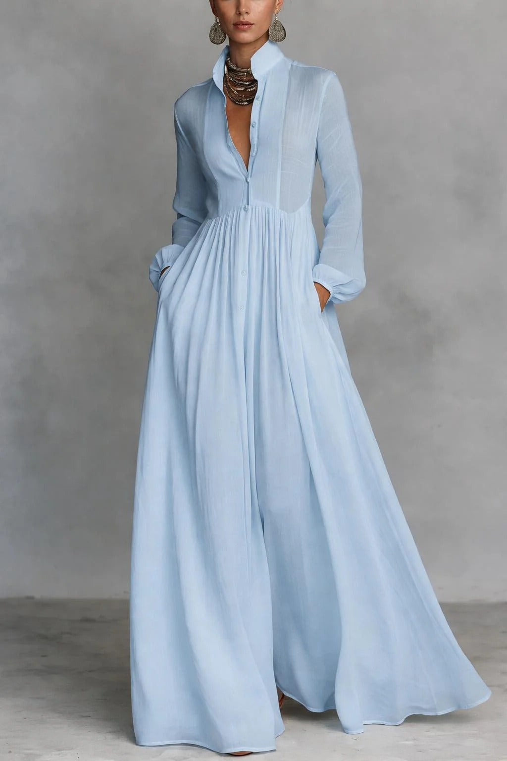 Women’s Flowy Button-Front Maxi Dress